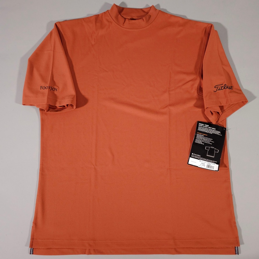 FootJoy Golf Mock Neck Shirt Mens XL Orange ProDry Pique Short Sleeve 34029
